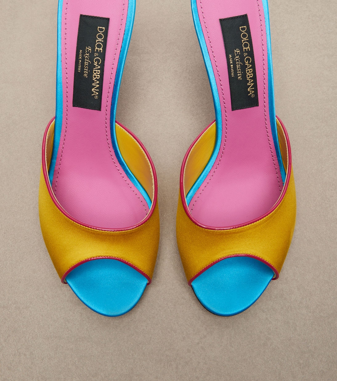 Keira leather-trimmed satin mules | Dolce&Gabbana