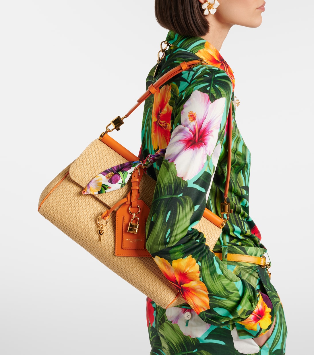 Bolso al hombro Sicily Small de rafia | Dolce&Gabbana