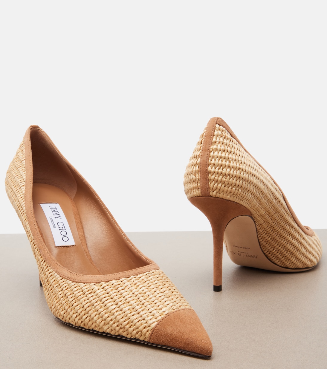 Love suede-trimmed raffia pumps | Jimmy Choo