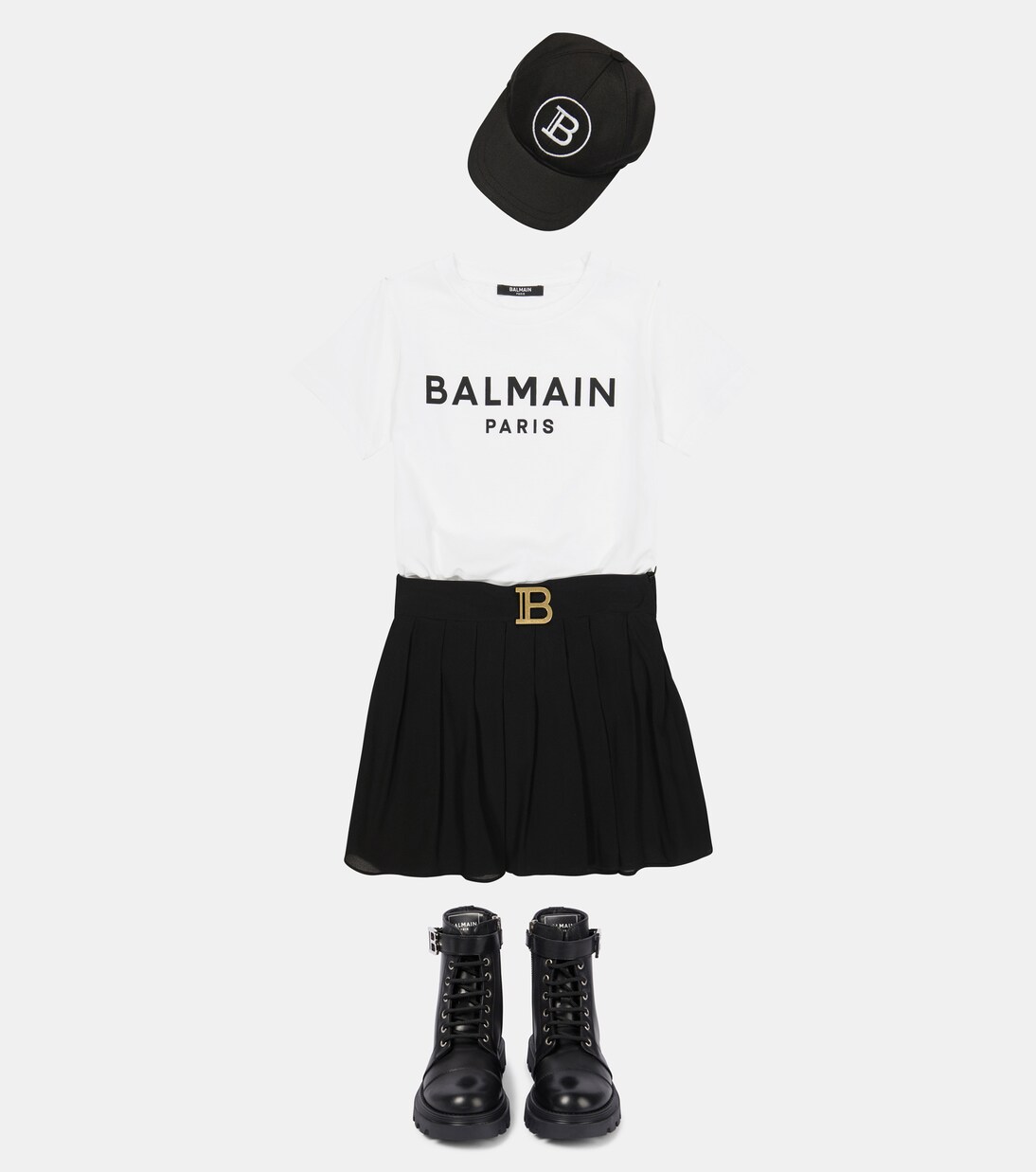 Pleated silk skirt | Balmain Kids