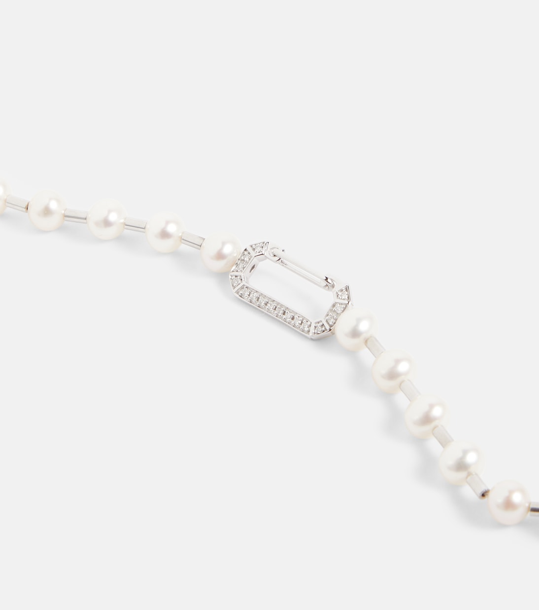 Halskette Vita aus 18kt Weißgold mit Diamanten und Perlen | Eéra
