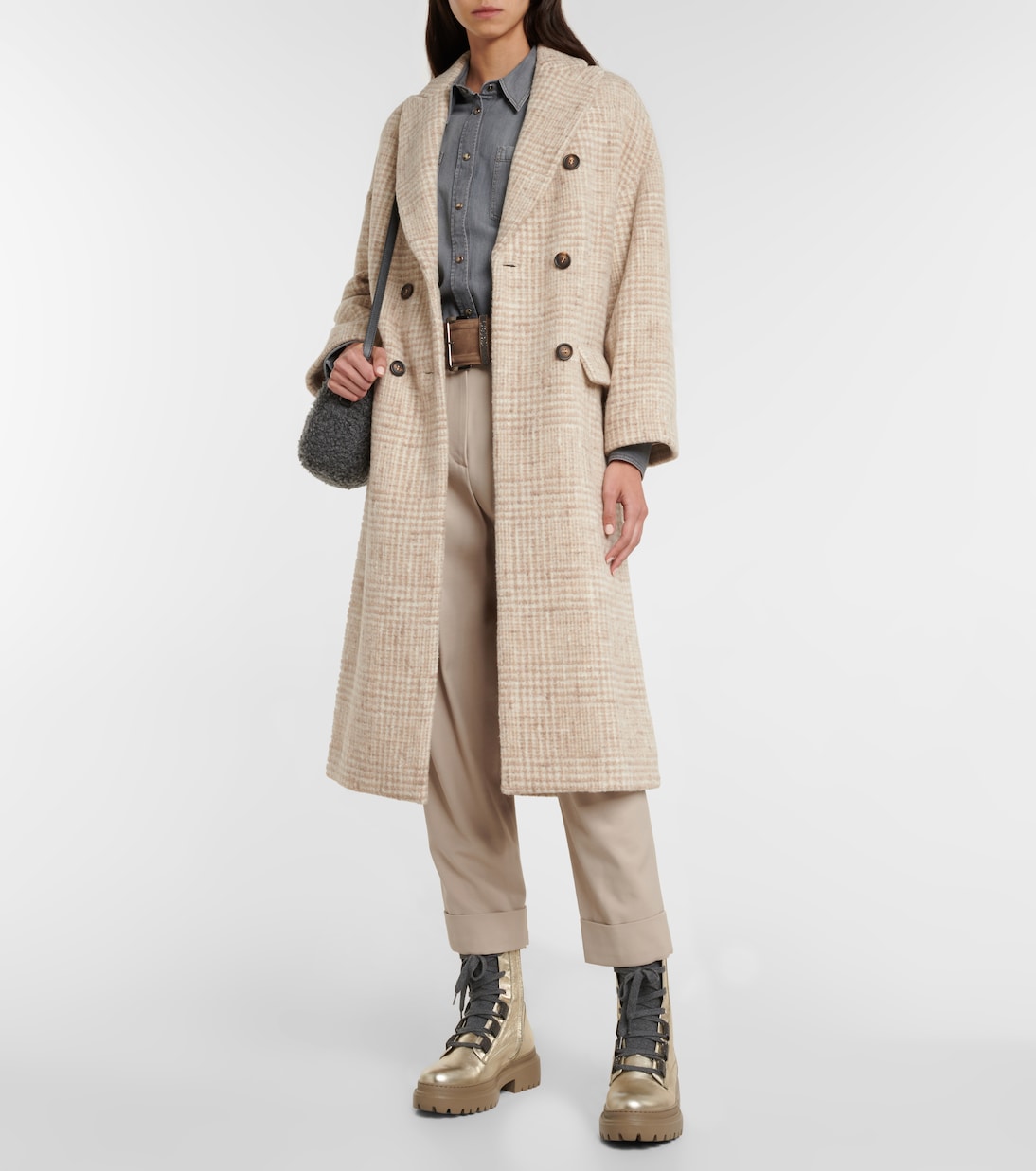 Metallic leather lace-up boots | Brunello Cucinelli