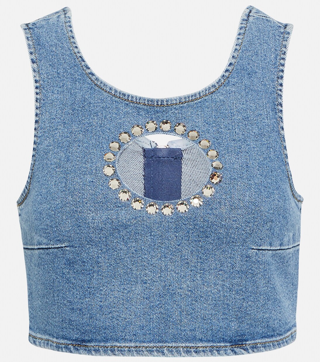 Verziertes Cropped-Top aus Denim | 7 For All Mankind