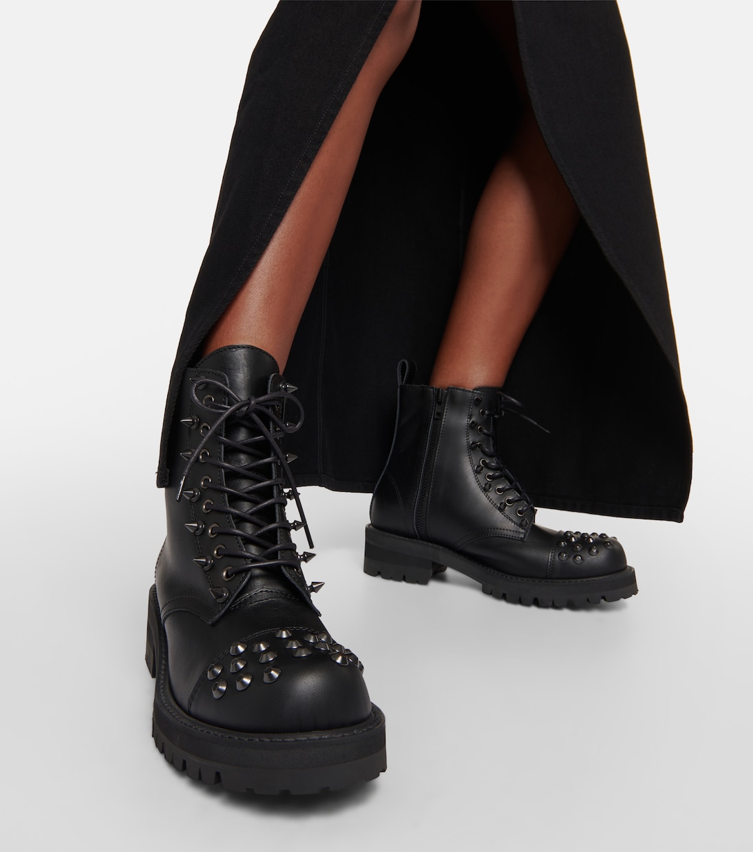 Embellished leather biker boots  | Junya Watanabe