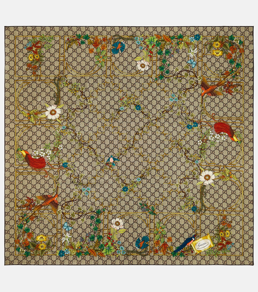 Printed silk twill scarf | Gucci