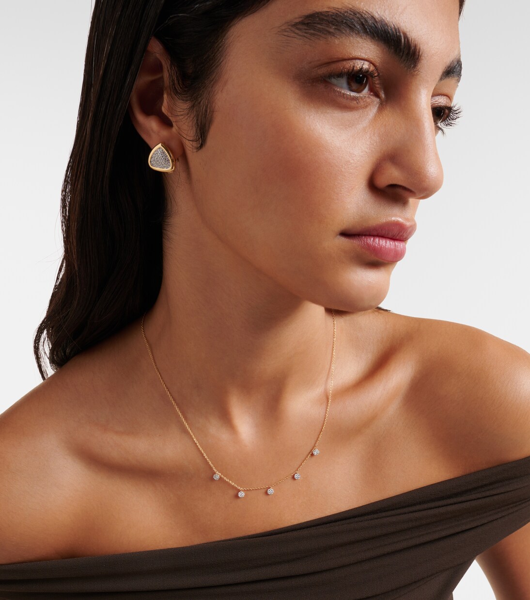 Disco 10kt gold necklace with diamonds | Stone and Strand