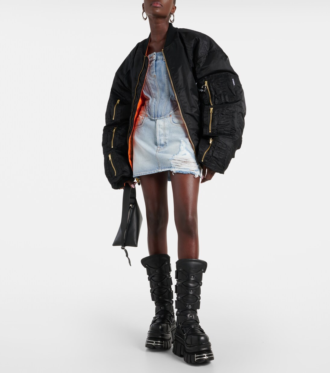 Distressed denim miniskirt | Vetements