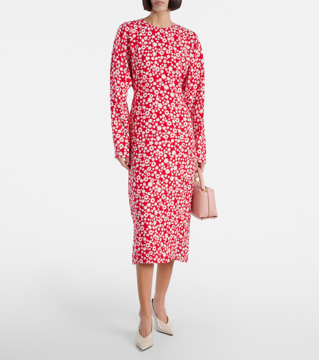 Robe midi en satin à fleurs | Marni
