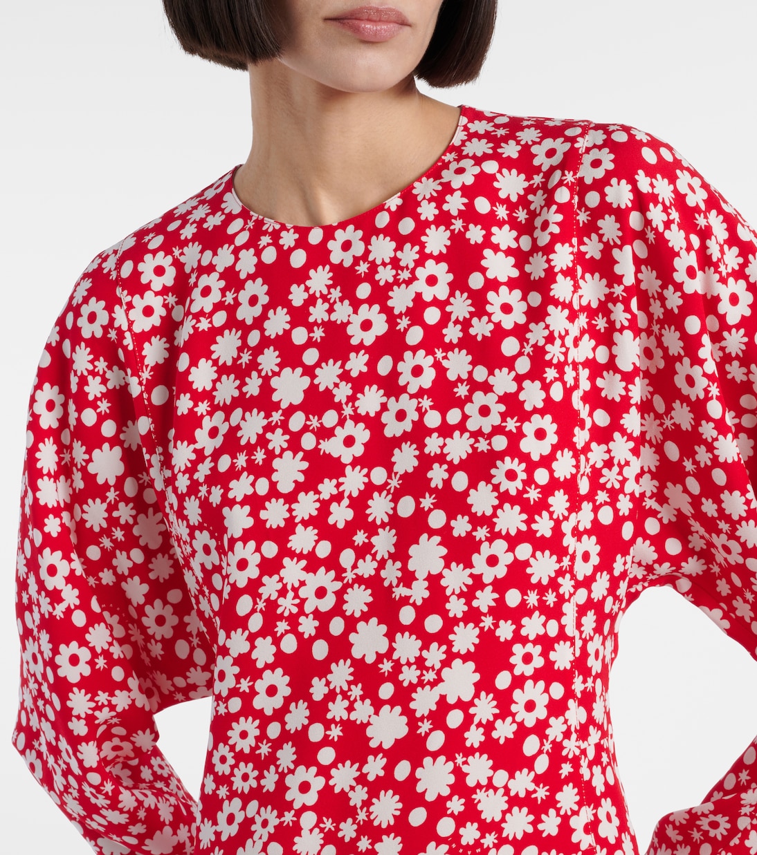 Robe midi en satin à fleurs | Marni