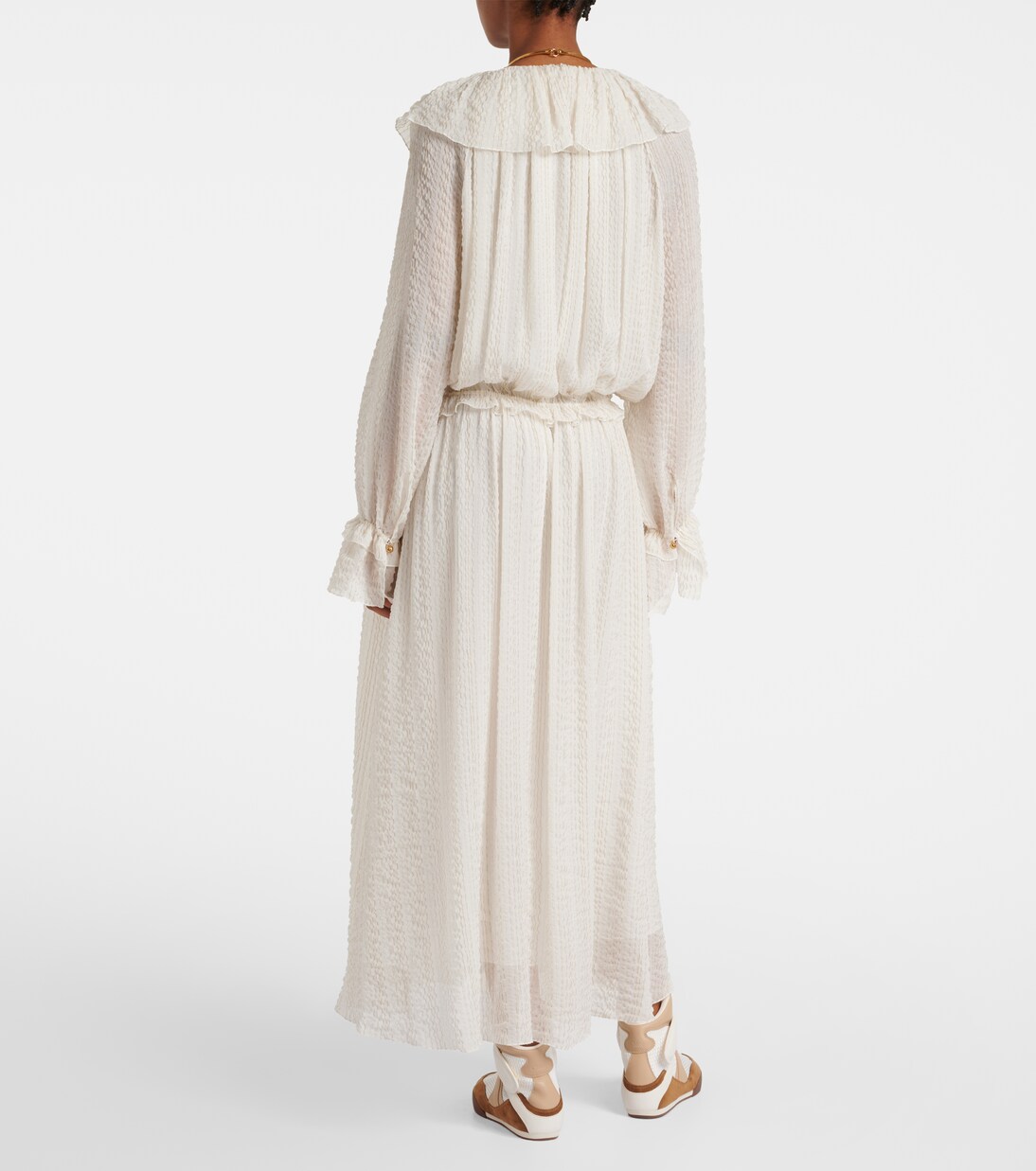 Ruffled silk-blend crêpe maxi dress | Chloé