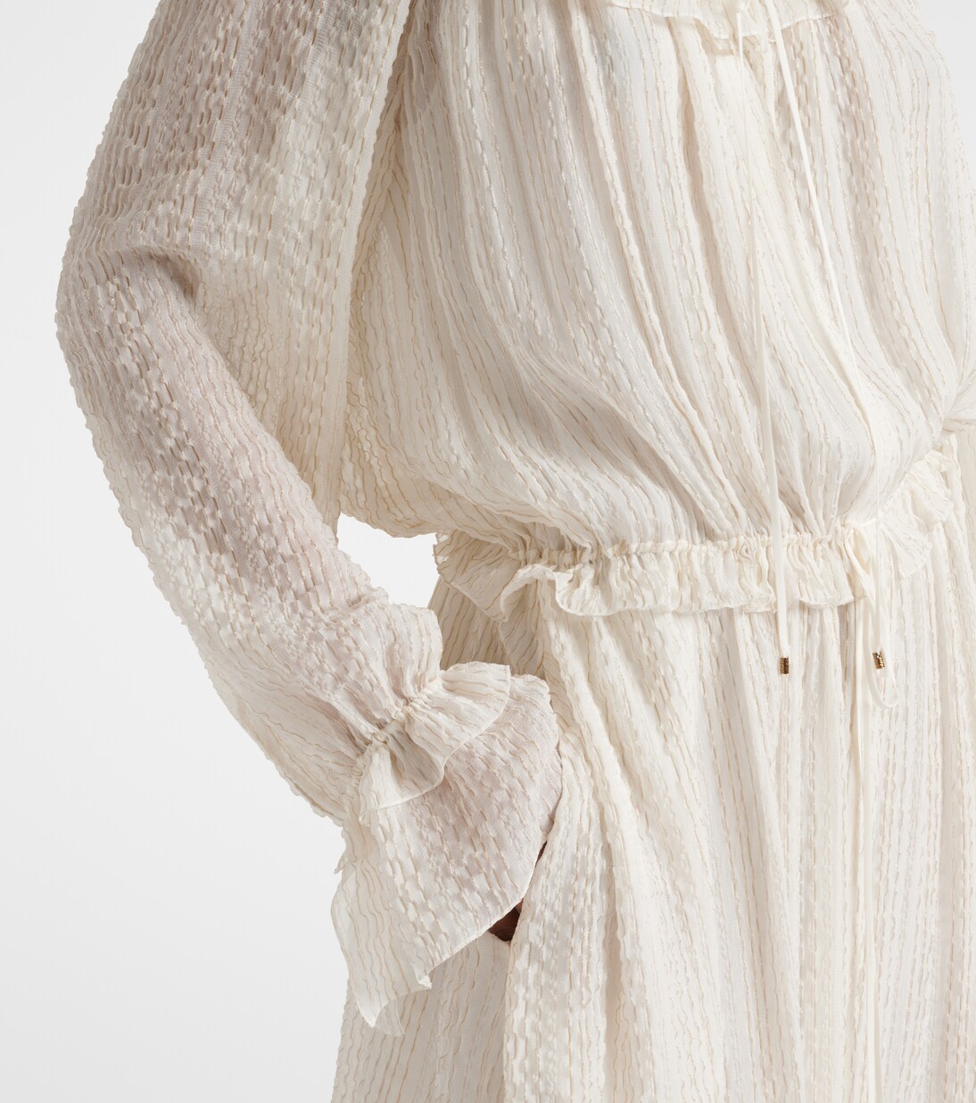 Ruffled silk-blend crêpe maxi dress | Chloé