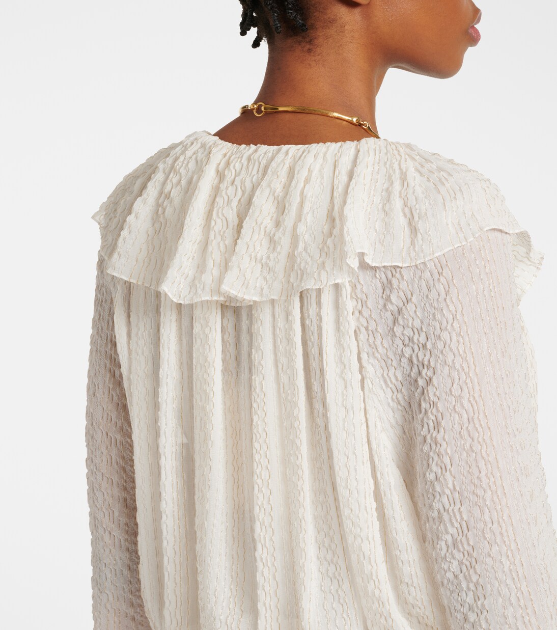 Ruffled silk-blend crêpe maxi dress | Chloé