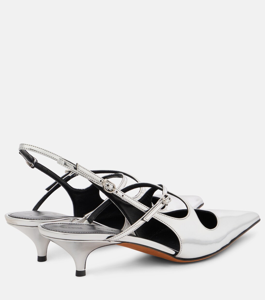Slash 40 mirrored leather slingback pumps | Proenza Schouler