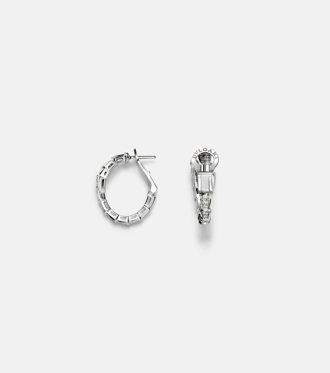 Serpenti Viper 18kt white gold hoop earrings with diamonds | Bvlgari