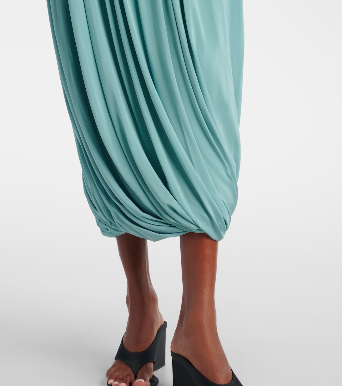 拧绕缩褶针织中长半身裙 | Alaïa