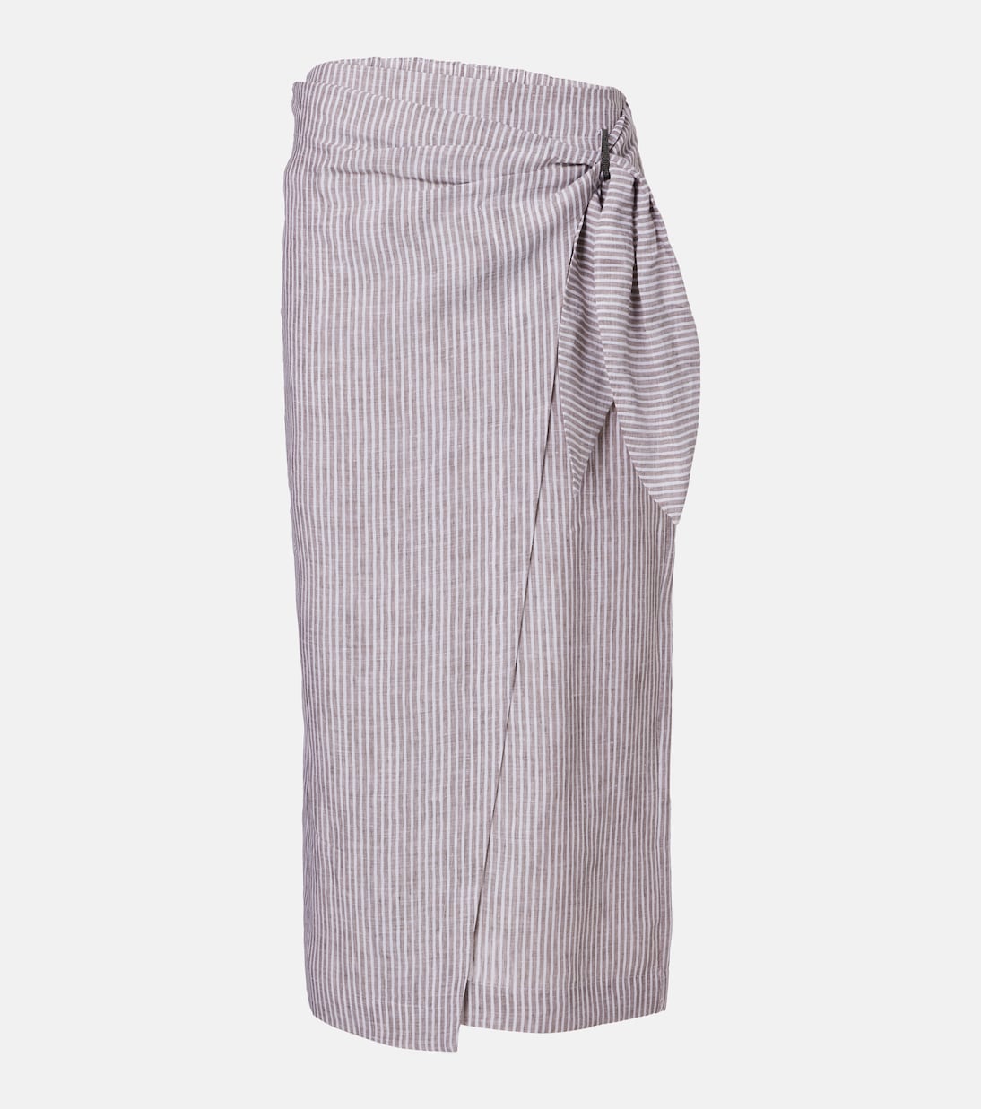Striped linen wrap skirt | Brunello Cucinelli