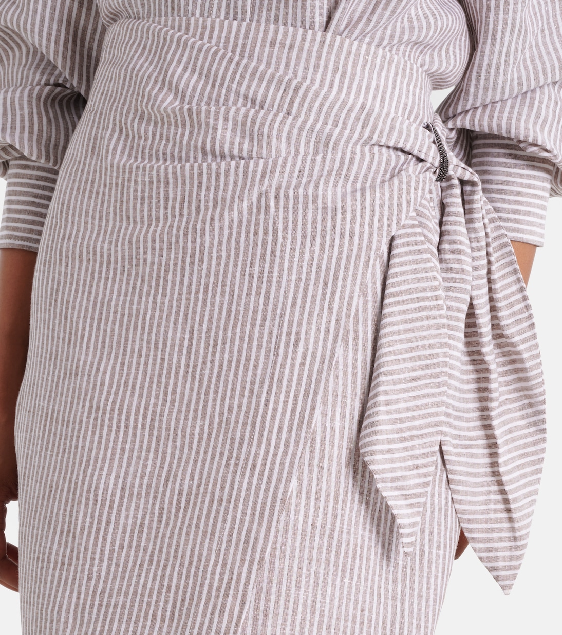 Striped linen wrap skirt | Brunello Cucinelli