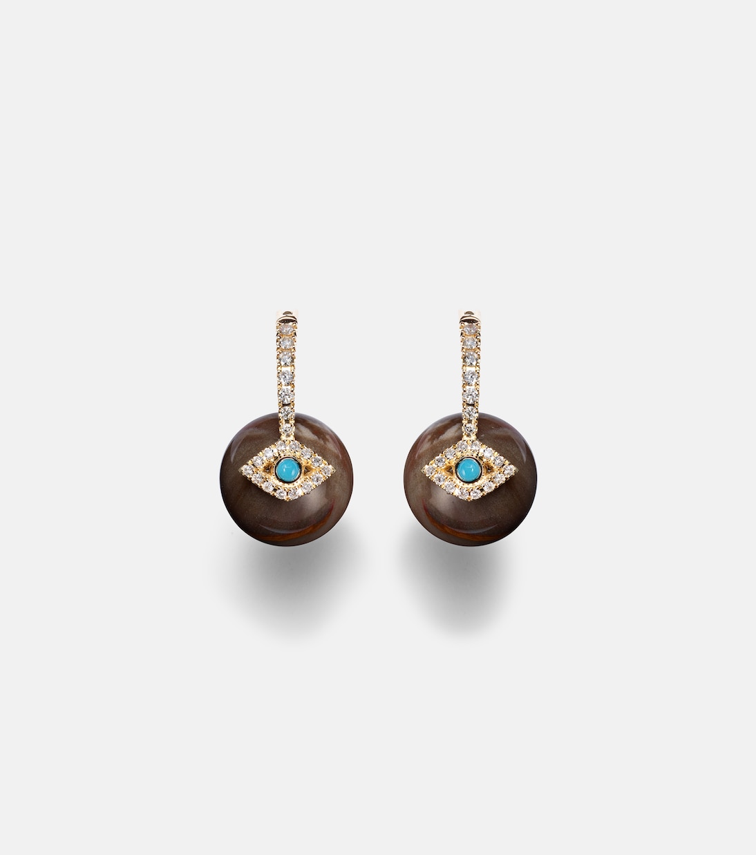 Evil Eye 14kt gold earrings with diamonds and turquoise | Sydney Evan