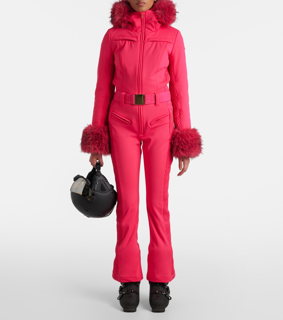 بدلة تزلج مقلّمة بقماش فروي Angele | Goldbergh