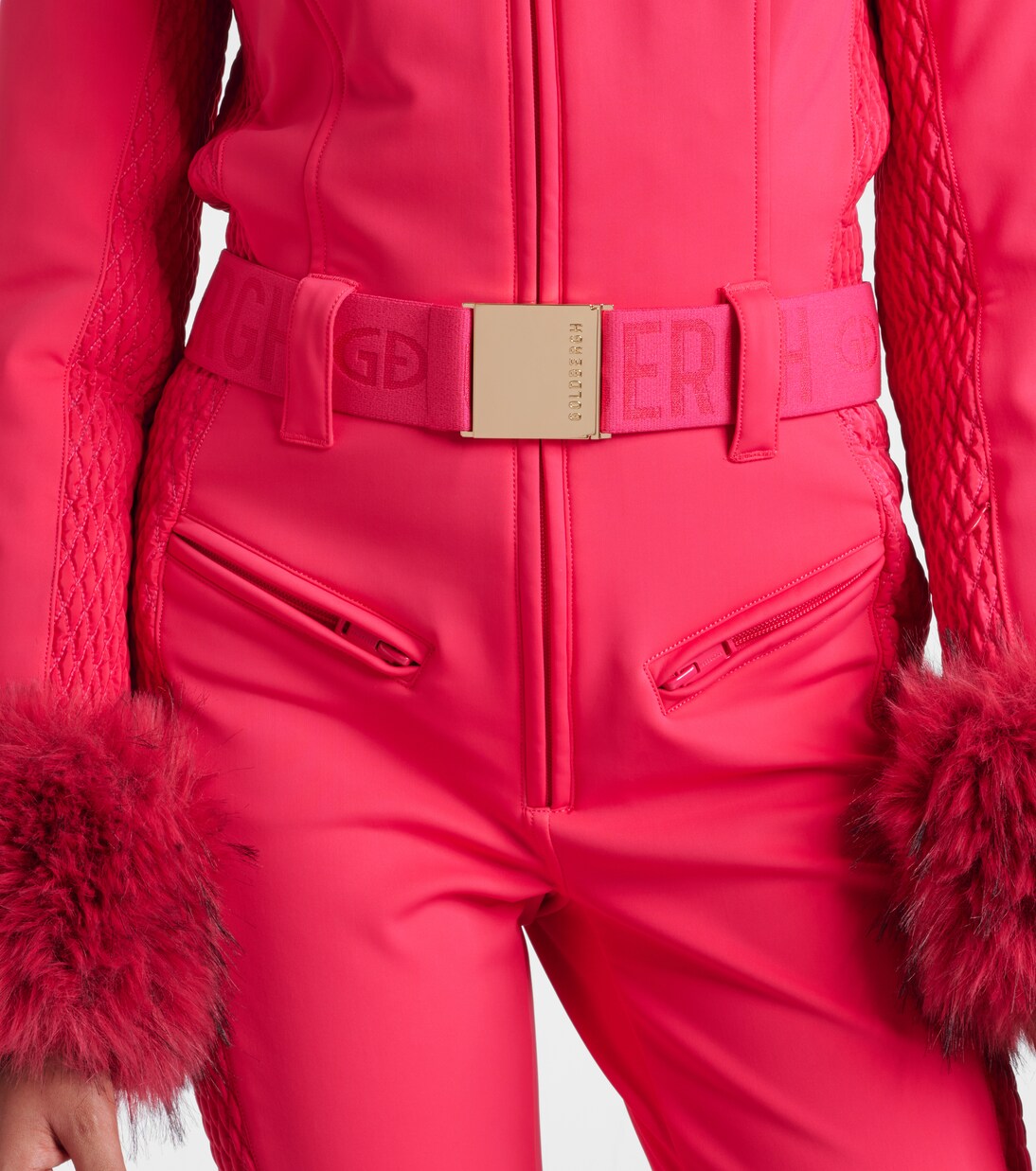 بدلة تزلج مقلّمة بقماش فروي Angele | Goldbergh