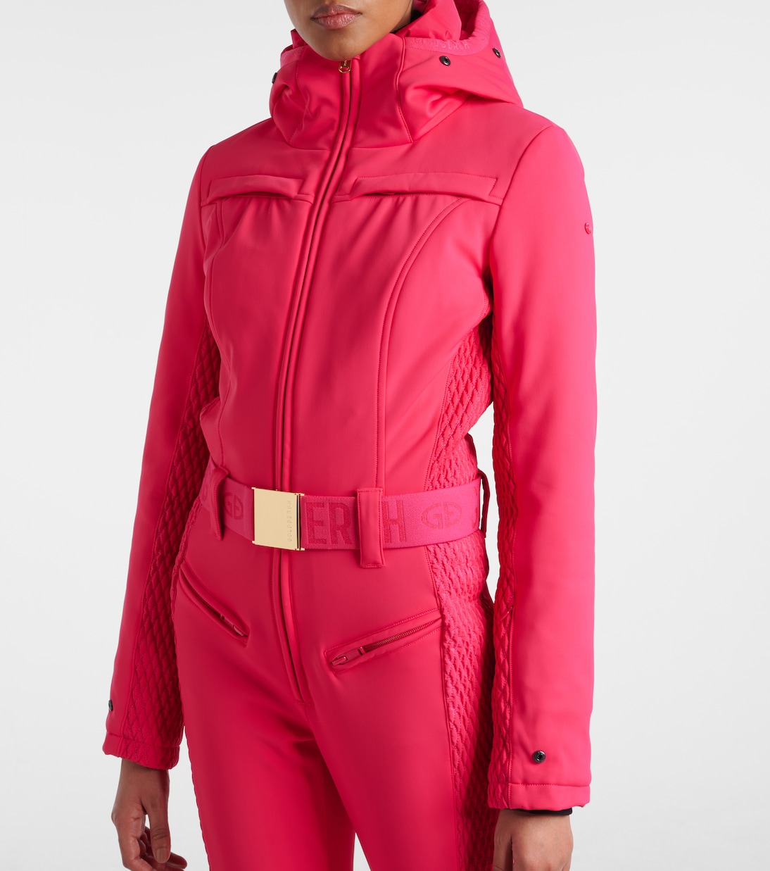 بدلة تزلج مقلّمة بقماش فروي Angele | Goldbergh