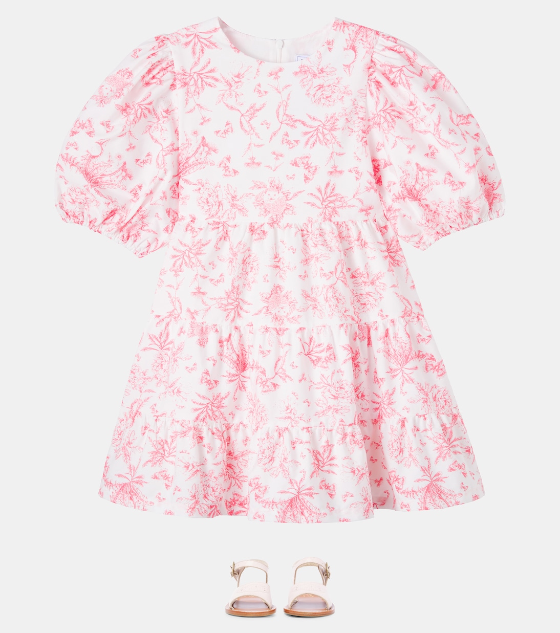 Printed puff-sleeve cotton dress | Tartine et Chocolat