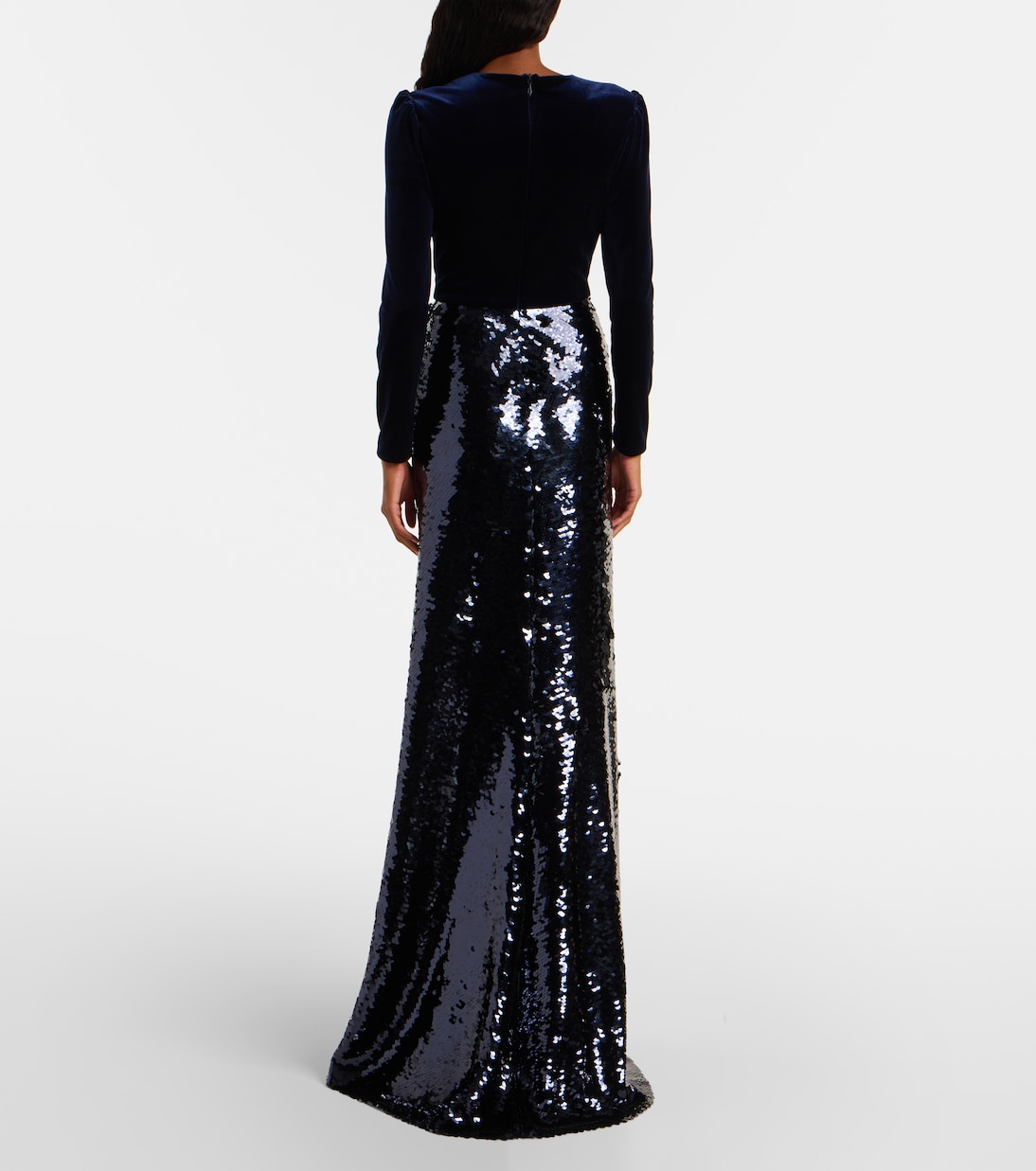 Abito lungo in velluto con paillettes | Monique Lhuillier