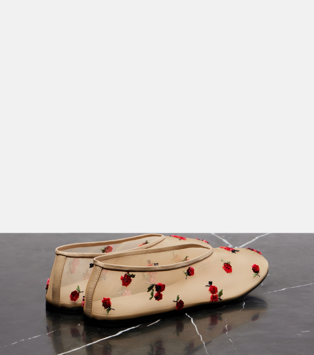 Marcy embroidered mesh ballet flats | Khaite