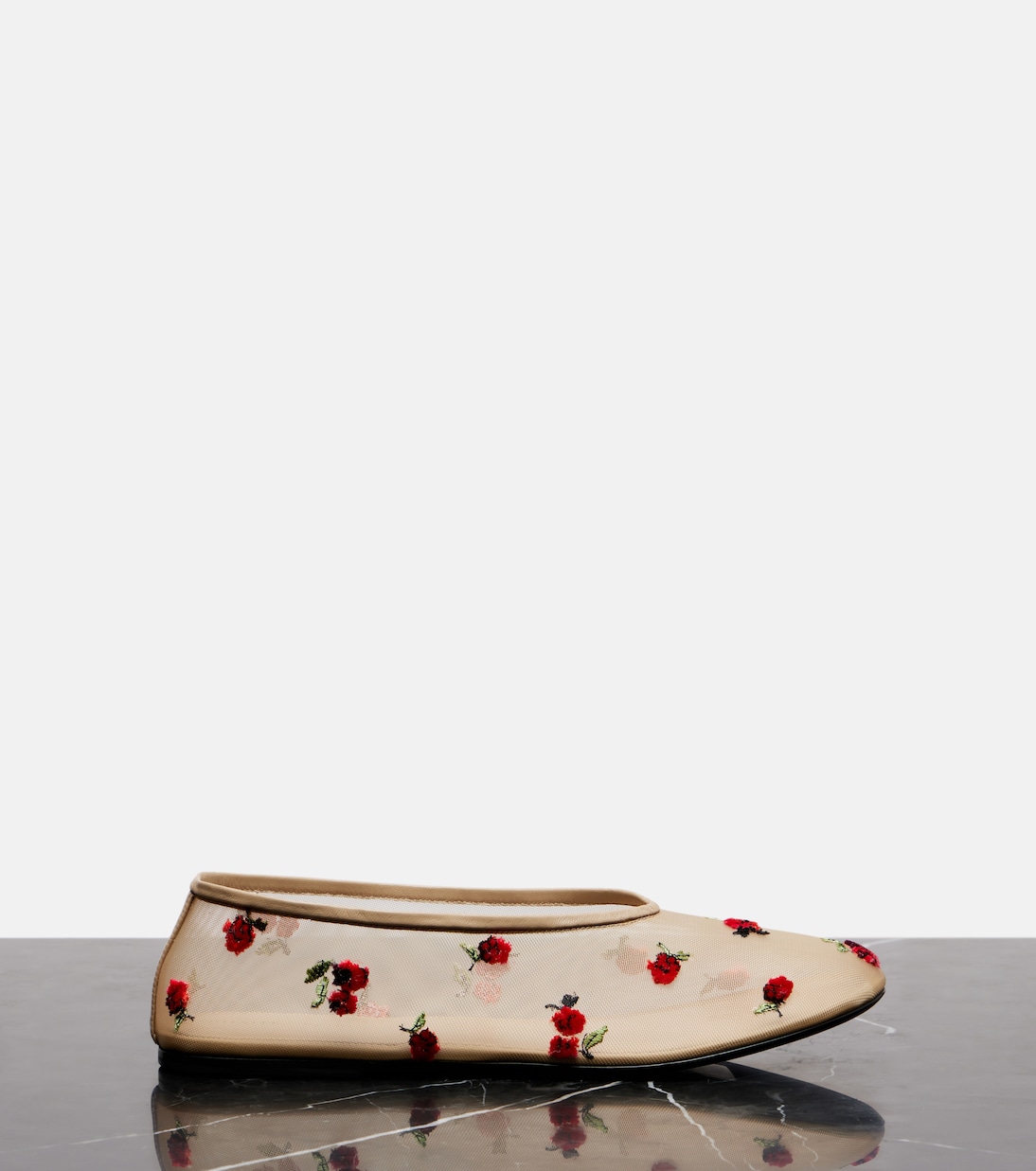 Marcy embroidered mesh ballet flats | Khaite