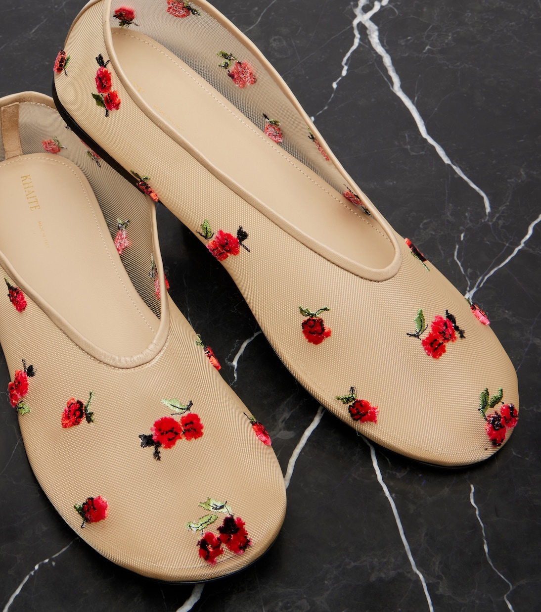 Marcy embroidered mesh ballet flats | Khaite