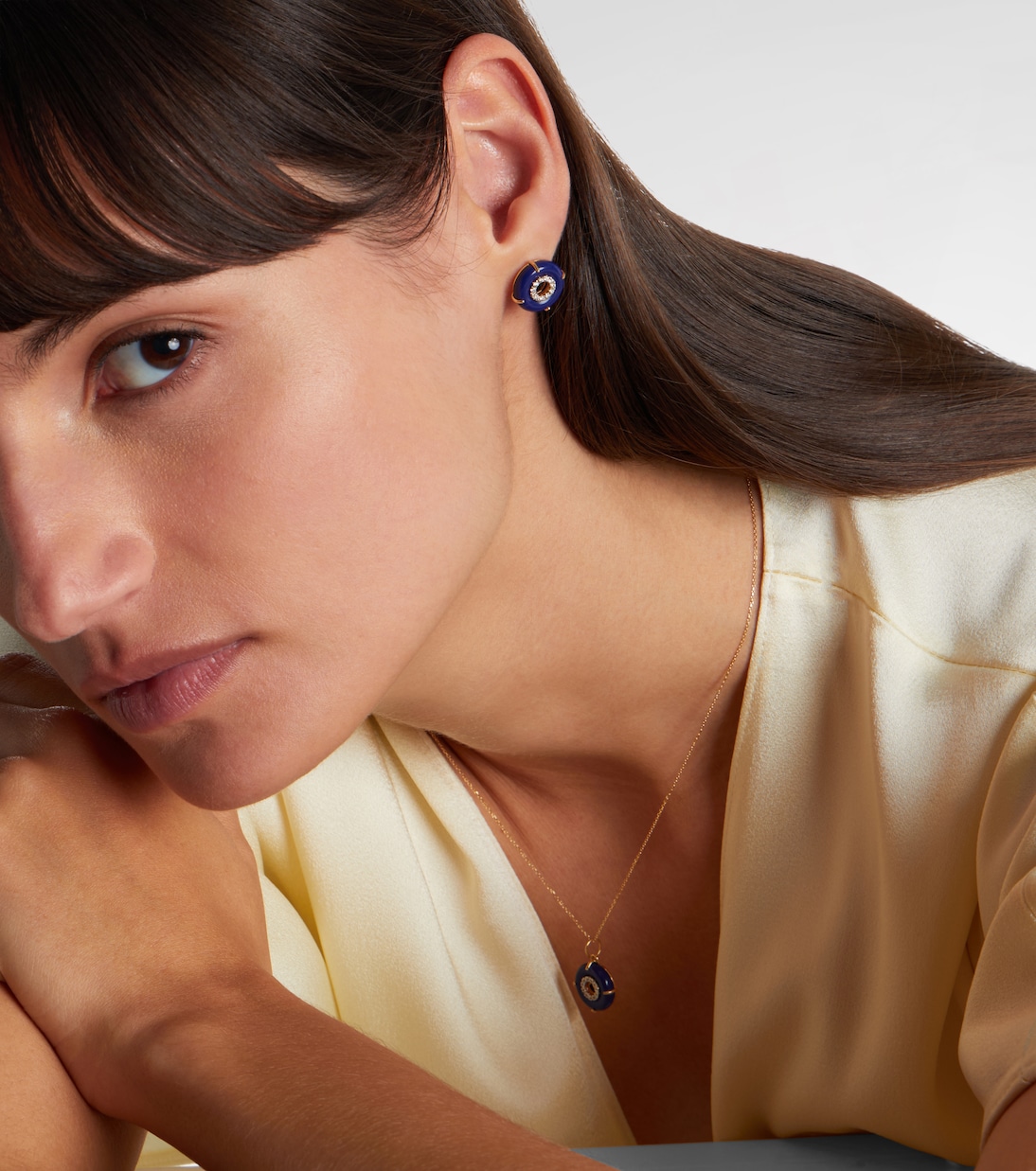 Boucles d’oreilles en or 14 ct, lapis-lazuli et diamants | Mateo