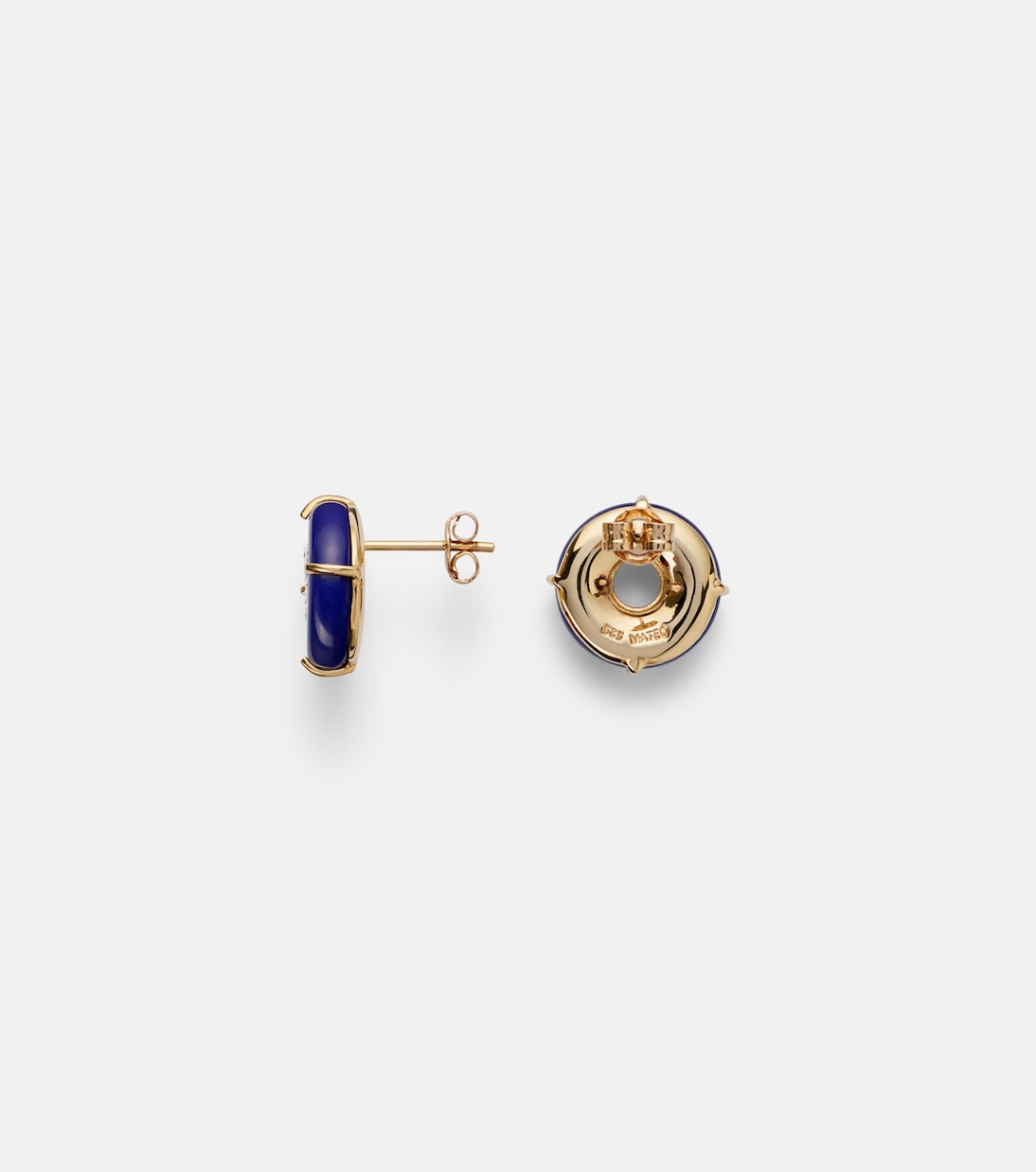 Boucles d’oreilles en or 14 ct, lapis-lazuli et diamants | Mateo