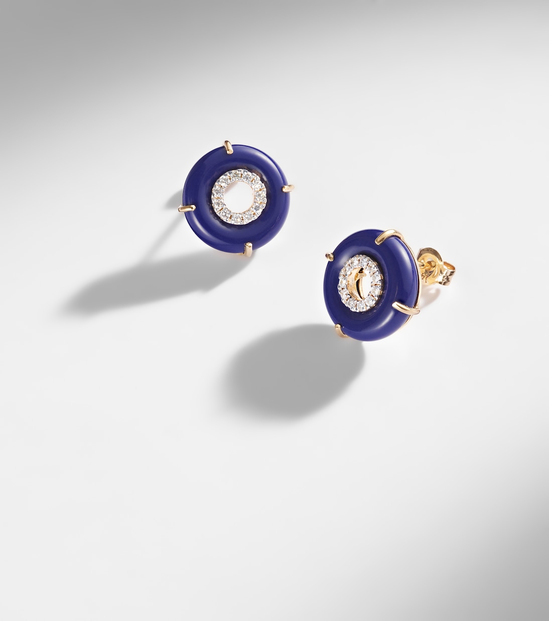 Boucles d’oreilles en or 14 ct, lapis-lazuli et diamants | Mateo