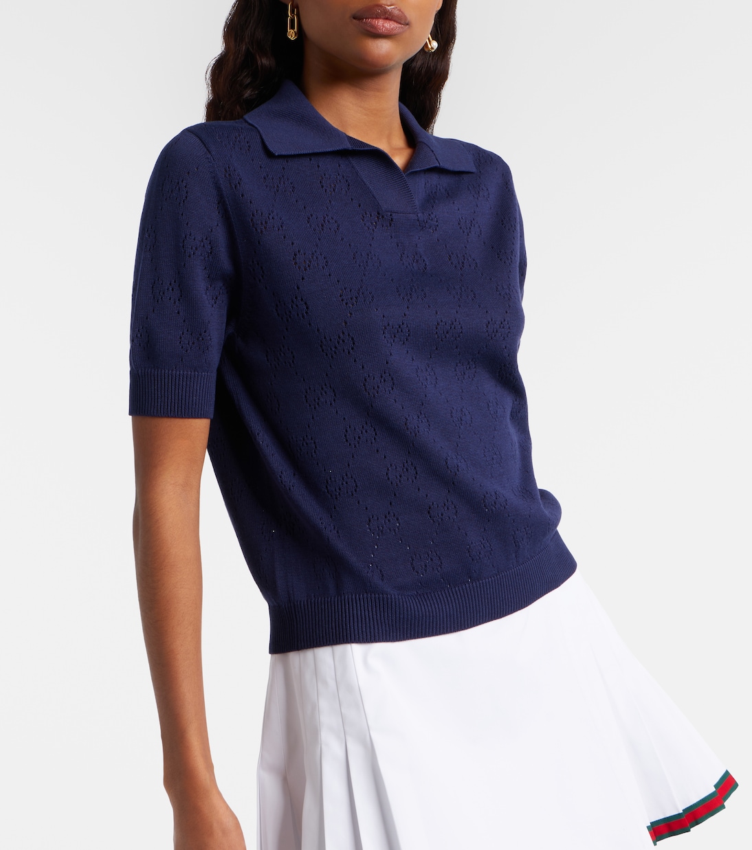 Polo de algodón y seda con GG | Gucci