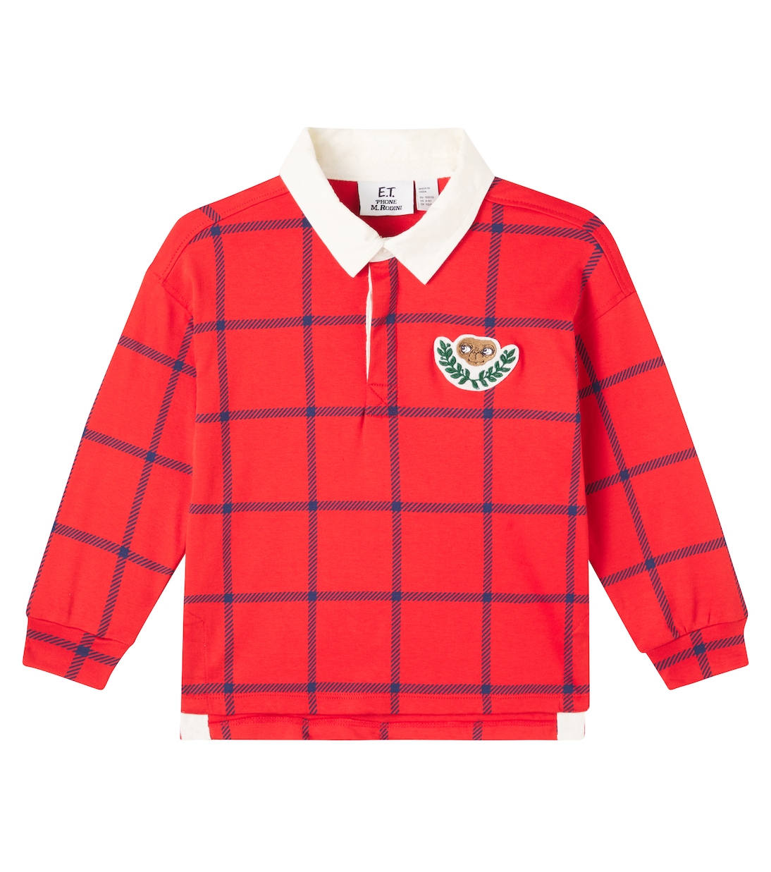 x E.T. checked cotton polo sweater | Mini Rodini