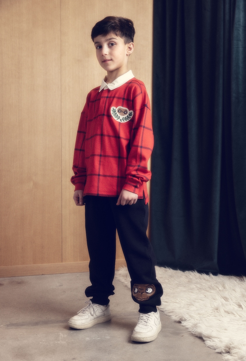 x E.T. checked cotton polo sweater | Mini Rodini