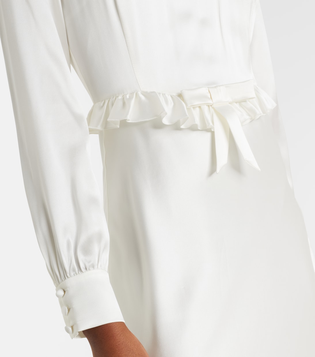 Bow-detail ruffled silk satin midi dress | Alessandra Rich