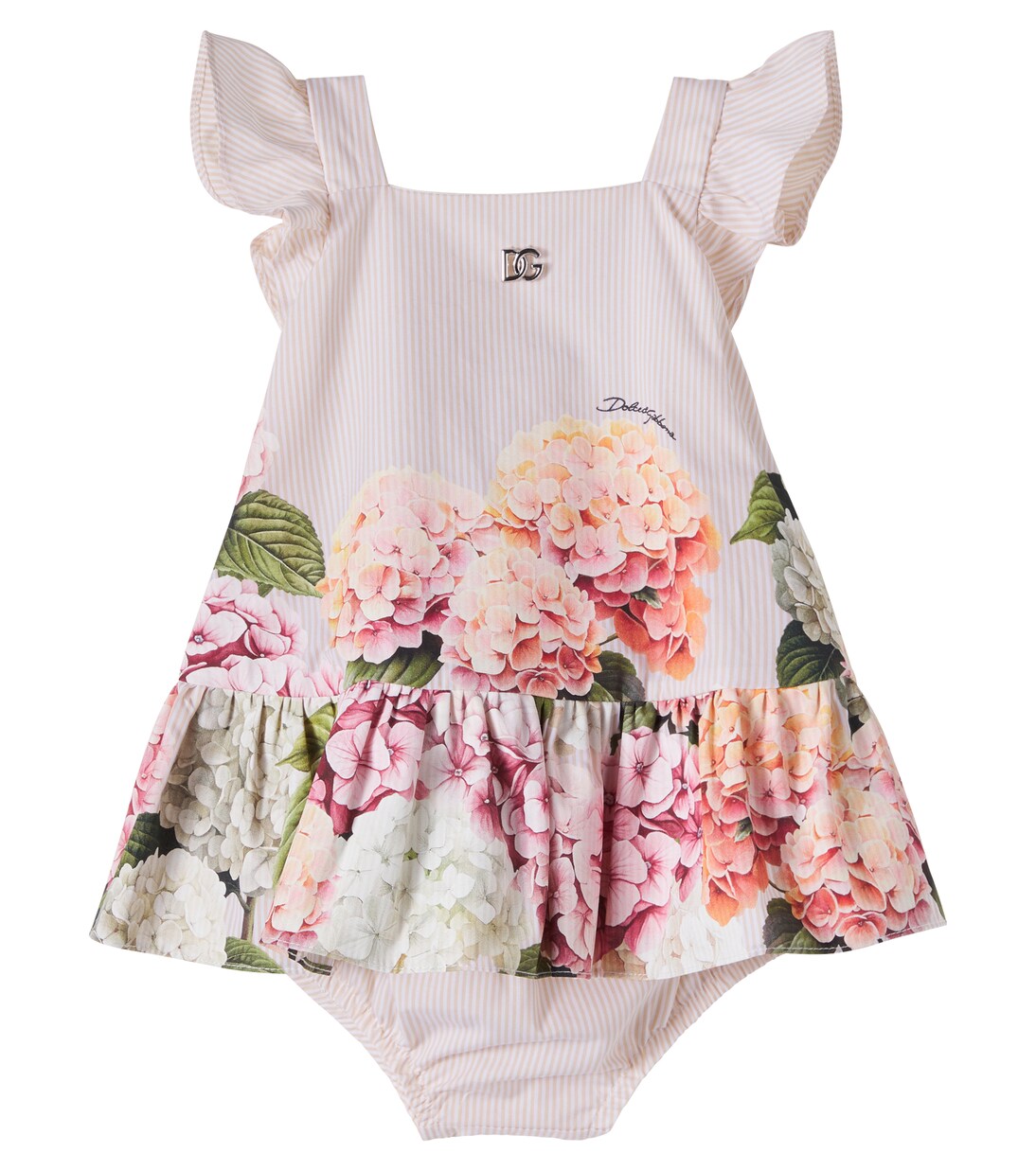 Baby striped cotton dress and bloomers set | Dolce&Gabbana Kids