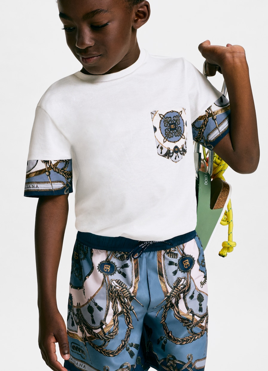 Printed cotton poplin Bermuda shorts | Dolce&Gabbana Kids