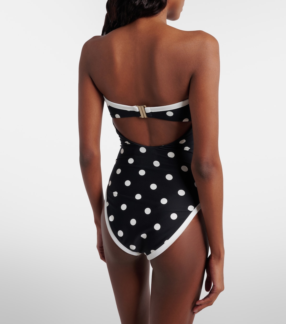 Polka-dot strapless swimsuit | Self-Portrait