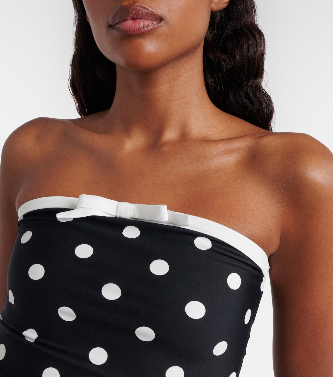 Polka-dot strapless swimsuit | Self-Portrait