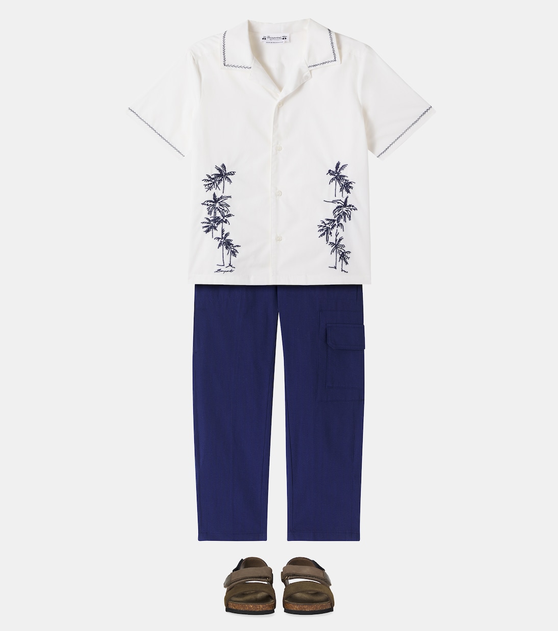 Chemise Steve brodée en popeline de coton | Bonpoint