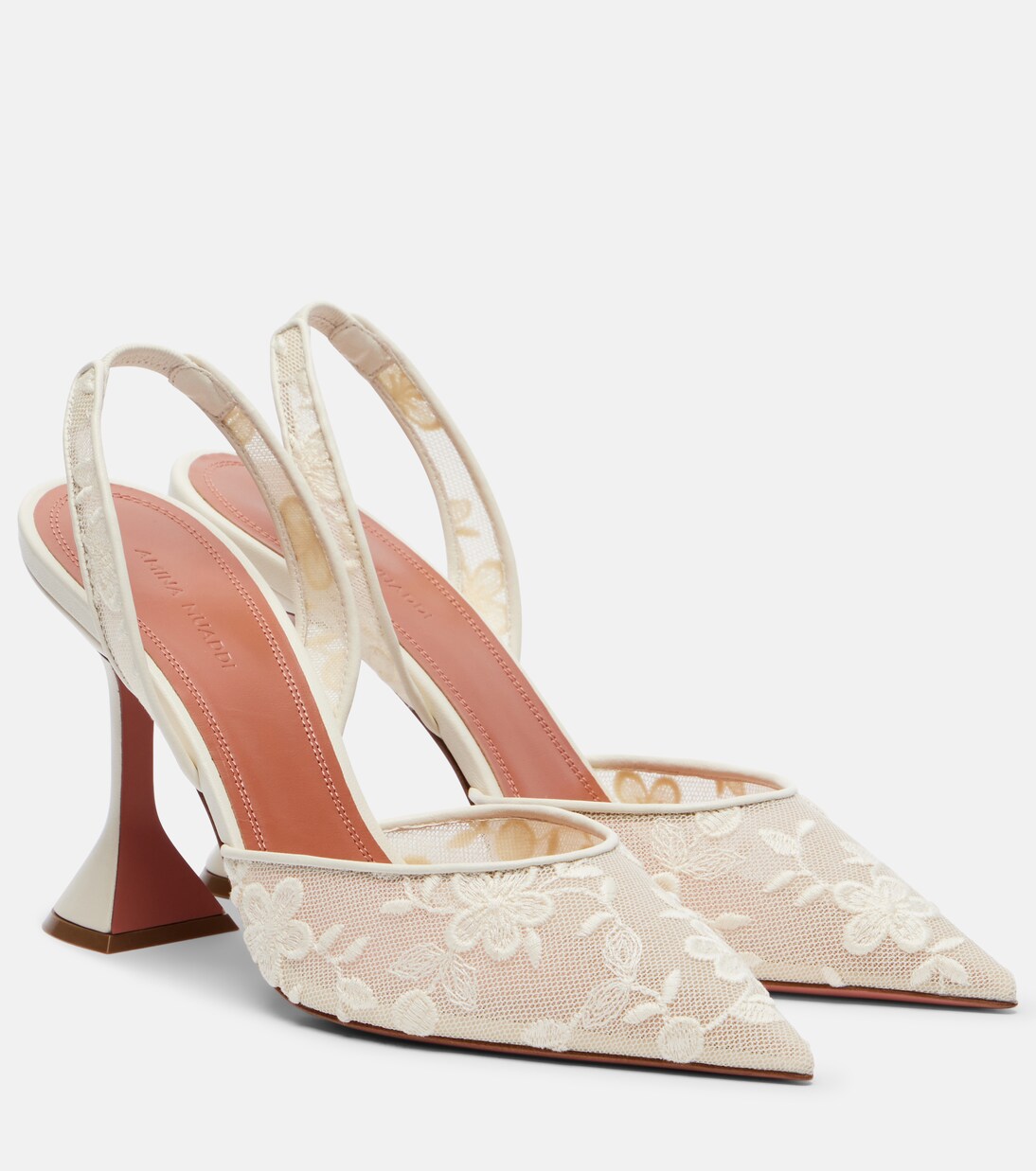 Slingback-Pumps Holli aus Spitze mit Leder | Amina Muaddi