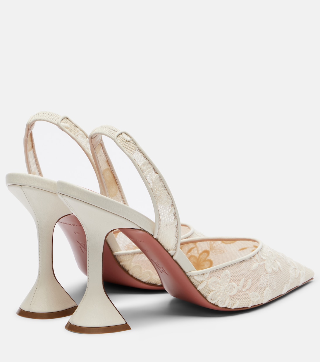 Slingback-Pumps Holli aus Spitze mit Leder | Amina Muaddi