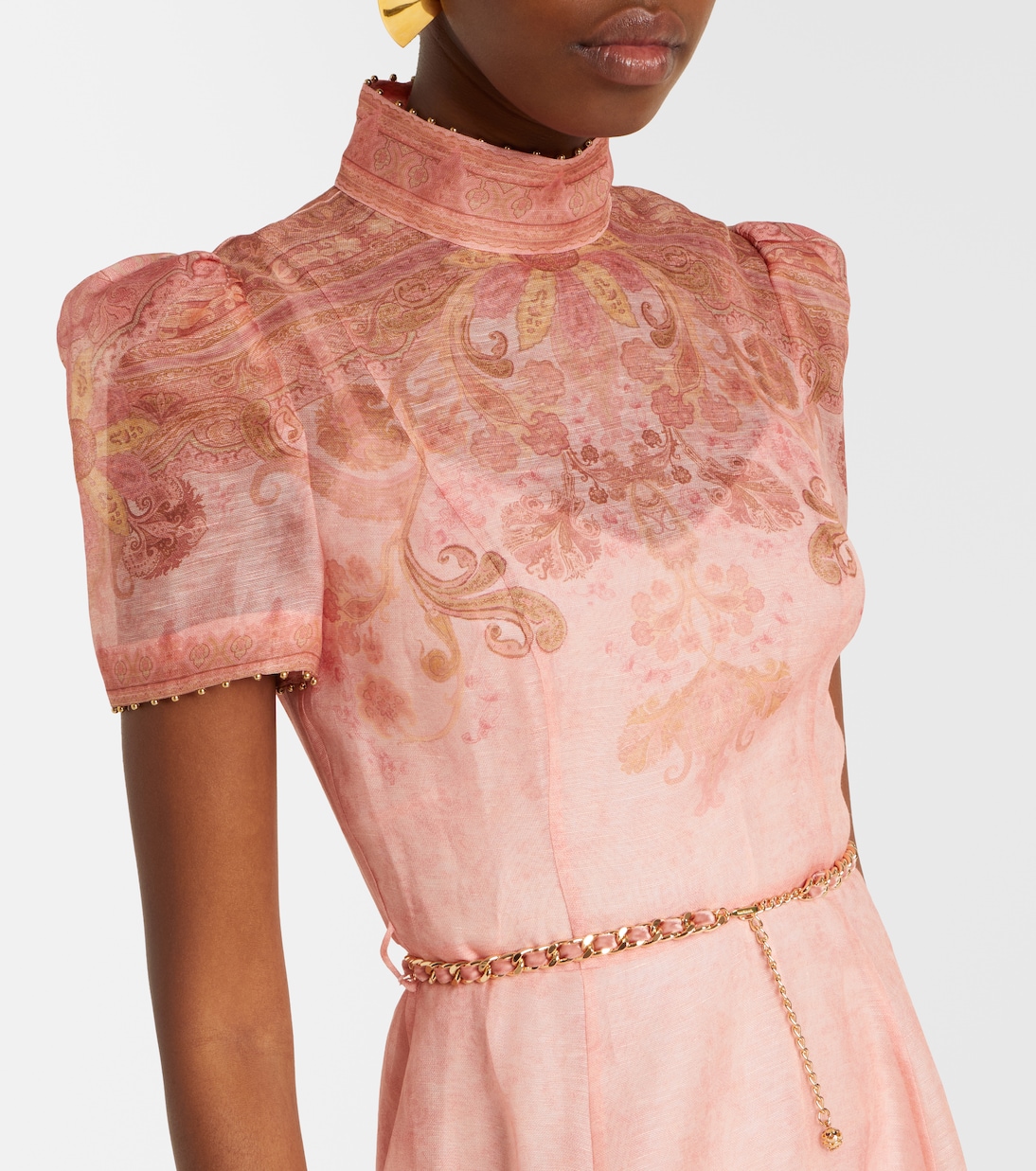 Belted paisley linen and silk midi dress | Zimmermann