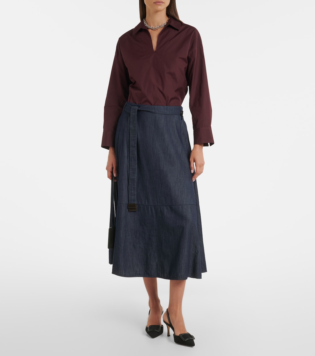 Belted denim midi skirt | 'S Max Mara