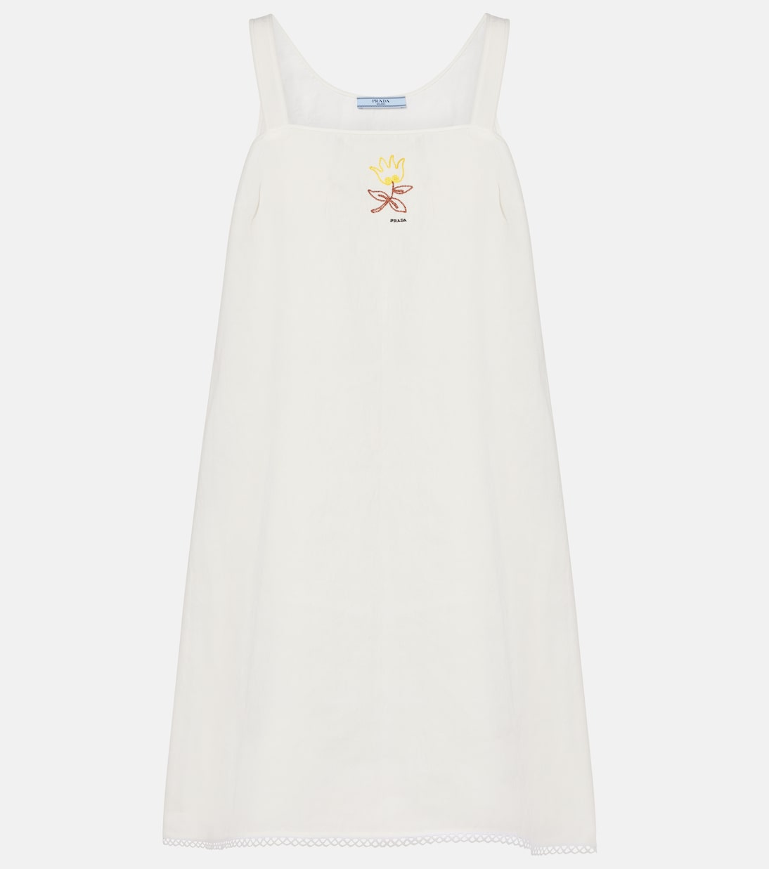 Embroidered linen minidress | Prada