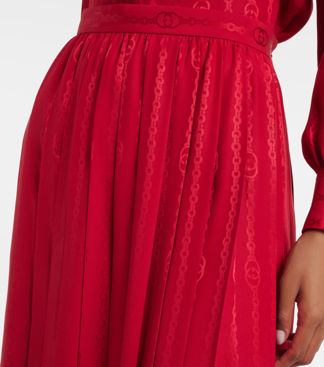 Gonna midi Interlocking G in seta jacquard | Gucci