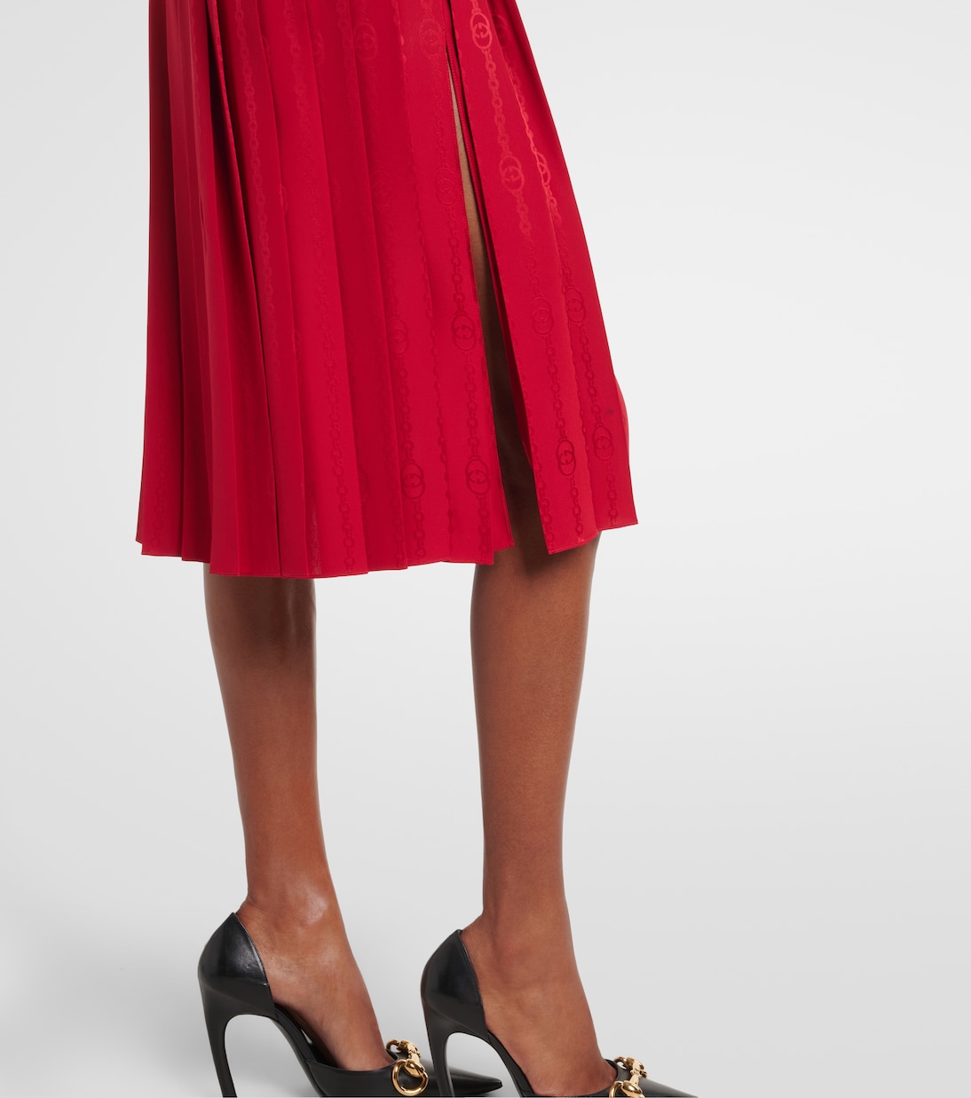Gonna midi Interlocking G in seta jacquard | Gucci