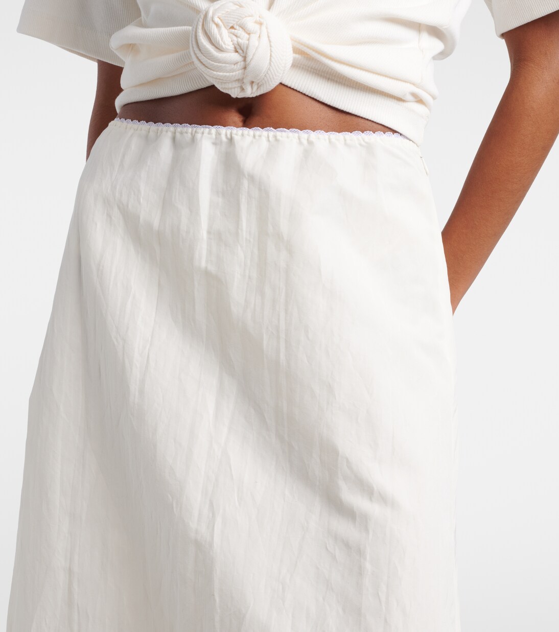 Lace-trimmed silk-blend midi skirt | Magda Butrym